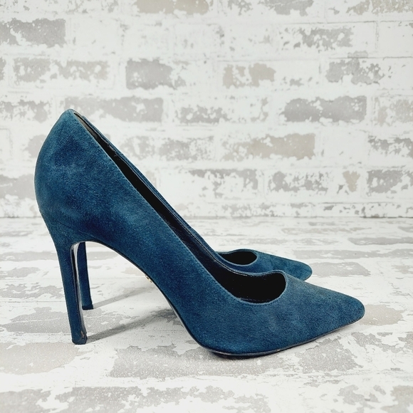 Charles David Blue Fine Suede Leather Pointy Toe High Heels O753 - Picture 5 of 13